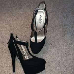 T-strap black pumps